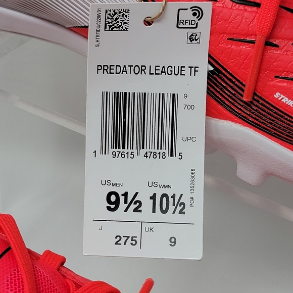 Adidas Predator League Tf ID3769 Unisex Lucid Red Soccer Cleat Mens Size 9.5 New - Picture 7 of 10